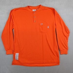 Tyndale FR Henley Shirt Sweatshirt Orange Long Sleeve Pullover XL Sweater FRMC